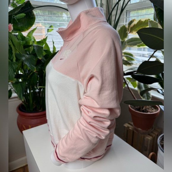 Nike Pink & White Cropped Quarter Zip Sweatshirt - Picture 3 of 9